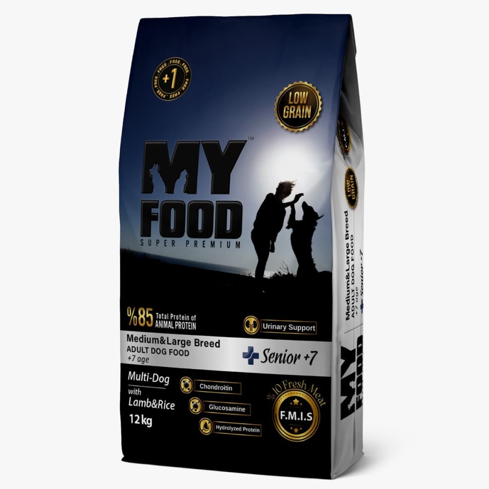 Myfood Derma Support Ξηρά τροφή για Ηλικιωμένους Σκύλους Με Αρνί και Ρύζι 12kg+1kg (δώρο)